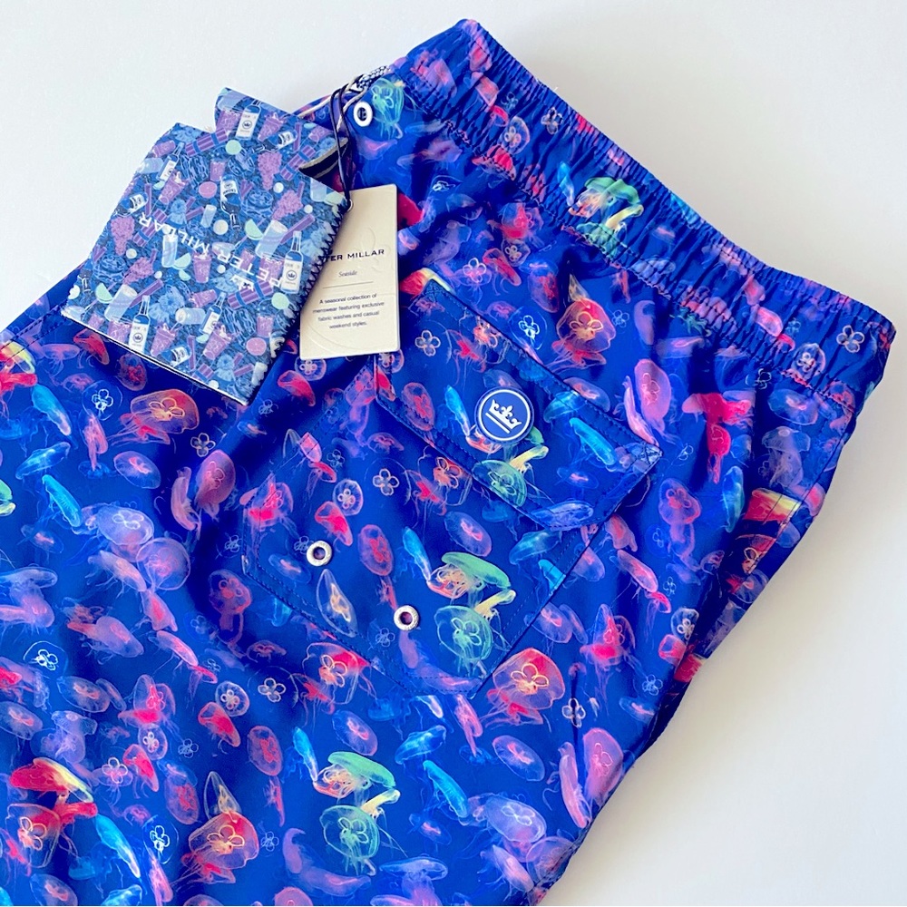 Peter Millar Moon Jellies Swim Trunks XL Atlantic Blue
